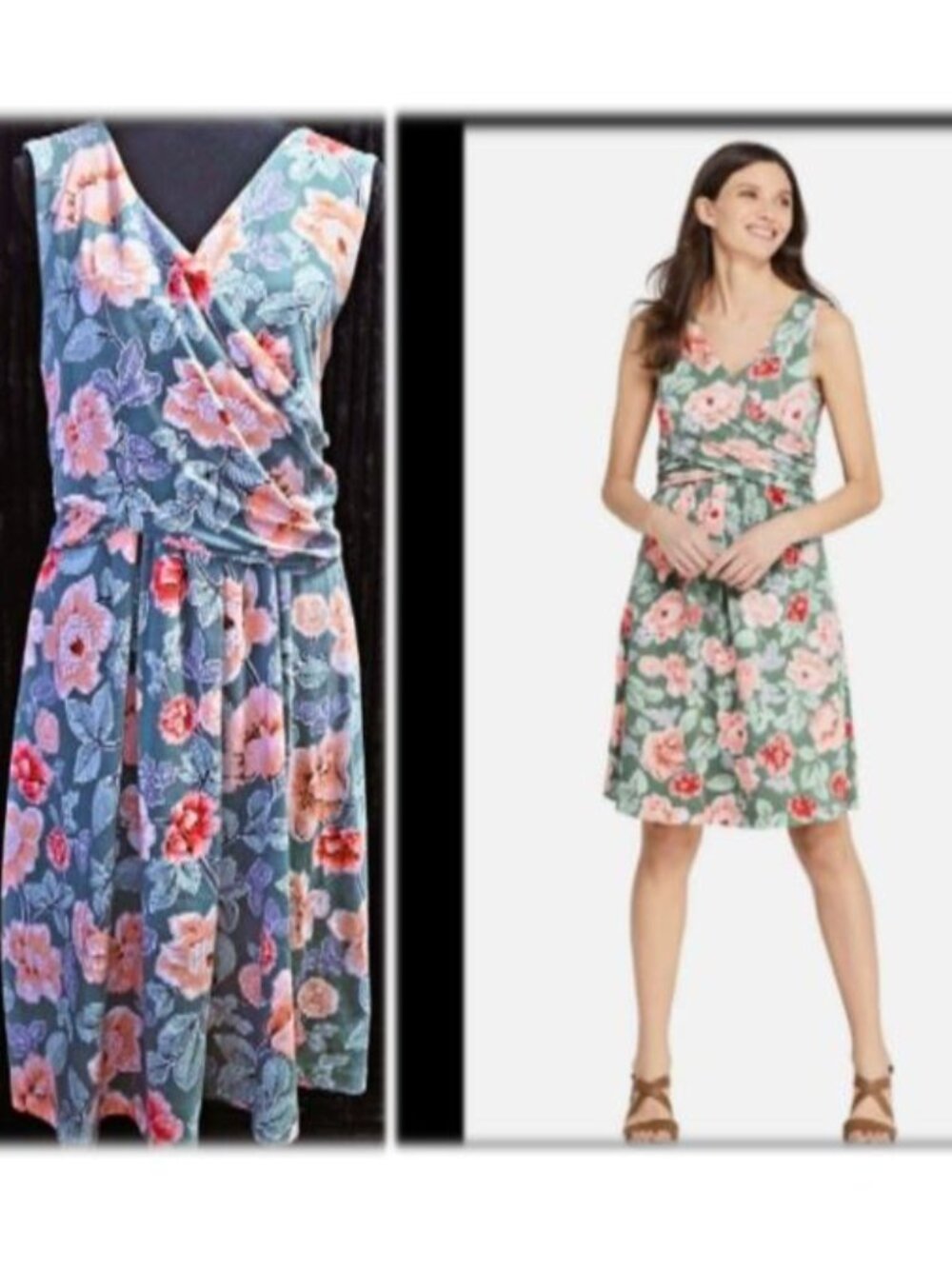 Lands' End NEW Wrap Front Fit & Flare Dress Large